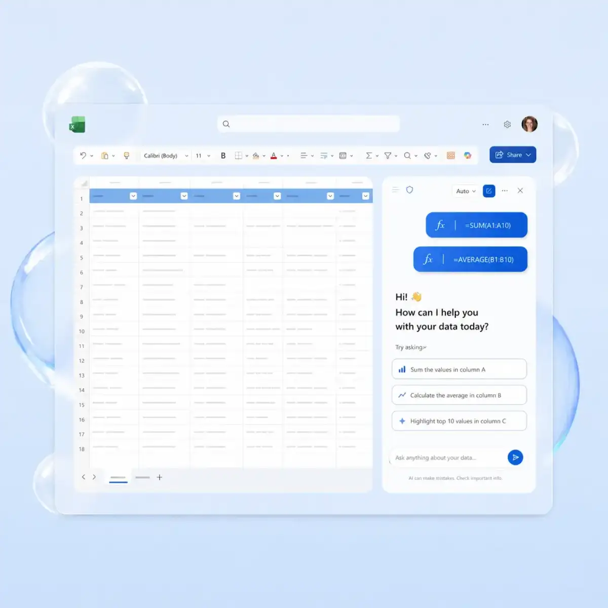 Chatting with AI to change a spreadsheet